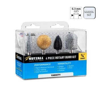 Kutzall 14VKIT01 Karışık Ahşap Törpü Seti 4 Parça (Sap: 6.3mm)