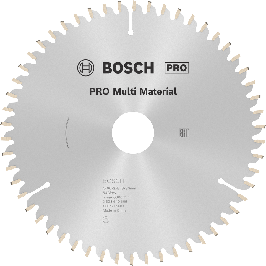 BOSCH Pro MultiMaterial 190x30x2,8 mm 54 Diş Elmas Daire Testere Bıçağı