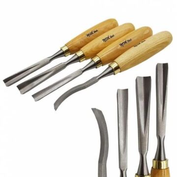 ROX Wood Ahşap Oyma Iskarpela Seti 4 Parça Ahşap Kutulu