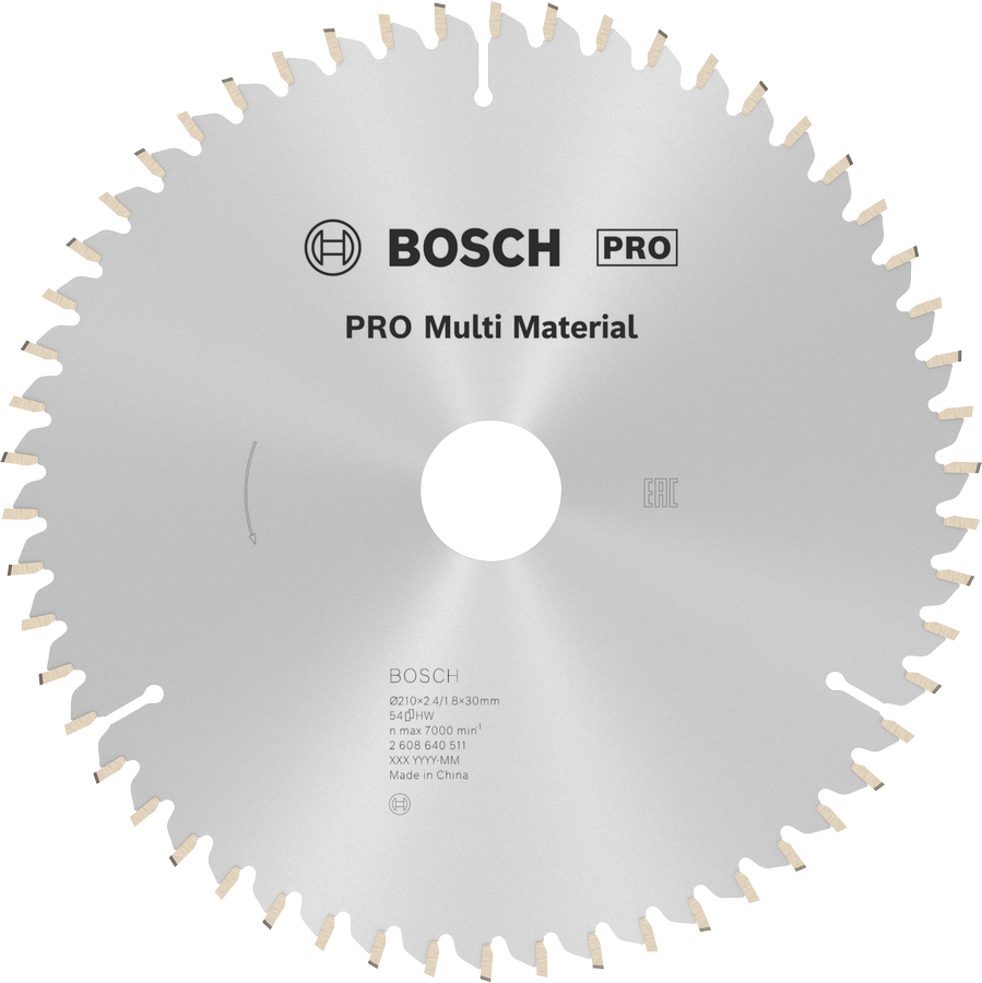 BOSCH PRO MultiMaterial 210x30x2,8 mm 54 Diş Elmas Daire Testere Bıçağı