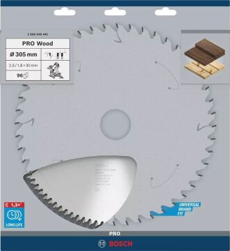 BOSCH 305x30x2,5 mm 96 Diş PRO Wood Ahşap Elmas Daire Testere Bıçağı(2608640442)
