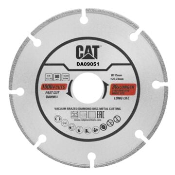 CAT DA09051 115mm Profesyonel Çelik, İnox, Demir Elmas Metal Kesme Diski (Soketli, Aralıklı Kenar)