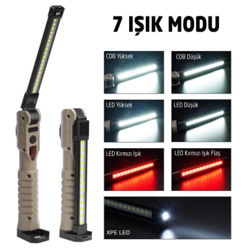 Rox 0221 Şarjlı Katlanır Çok Amaçlı Çalışma Feneri 2000 Lümen