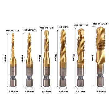 6494 Bits Saplı Matkap Uçlu Metal Kılavuz Seti 6 Parça
