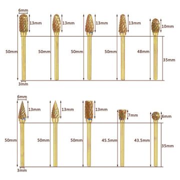 6588 Mini Karbür Freze Uç Seti 10 Parça (Sap: 3mm)