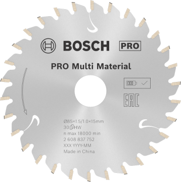 BOSCH Pro Multi Material 85 mm 30 Diş Elmas Daire Testere (Ahşap - Aluminyum için)