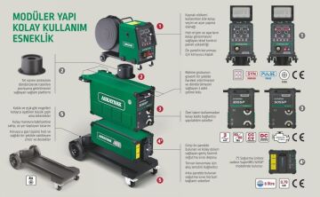 ASKAYNAK SUPERMIG 505 SP Gazaltı Kaynak Makinası 500 Amper (Sinerjik - Pulse - Su Soğutmalı)