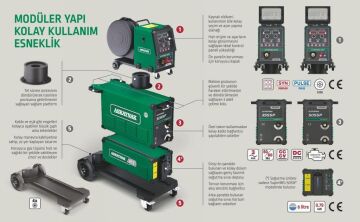ASKAYNAK SUPERMIG 505 SP Gazaltı Kaynak Makinası 500 Amper (Sinerjik - Pulse - Su Soğutmalı)