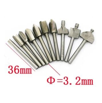 Gravür Ahşap Freze Uç Seti 10 Parça Dremel Uyumlu