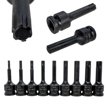 6501 Havalı Uzun RIBE Uçlu 1/2'' Lokma Takımı 9 Parça