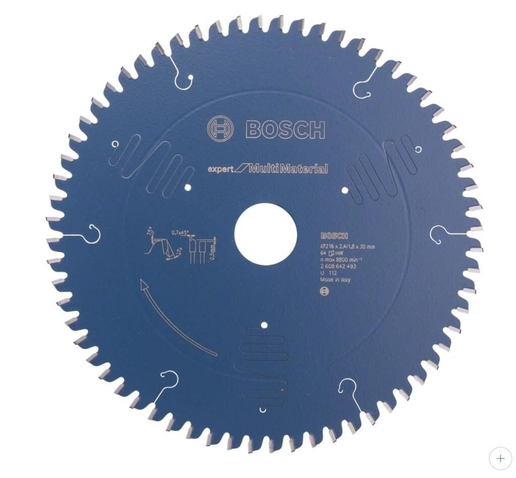 BOSCH Expert for Multimaterial 216x30x2.4 mm 64 Diş Aluminyum Elmas Daire Testere (2608642493)