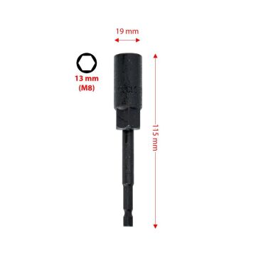 6546 Uzun Bits Lokma Somun Adaptörü 13x115 mm
