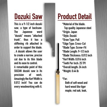 SUIZAN Dozuki Dovetail Japon Testeresi 24 cm