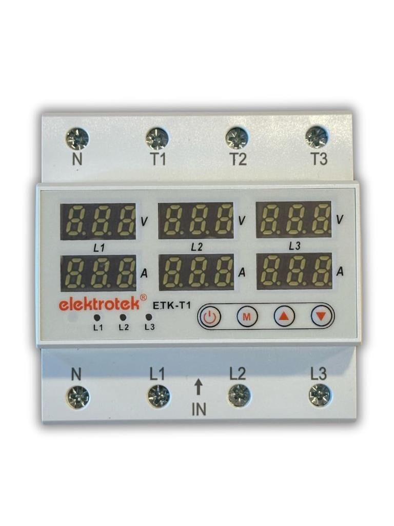 ELEKTROTEK Trifaze Gerilim ve Akım Koruyucu Dijital Röle-Otomat 220 Volt 63A