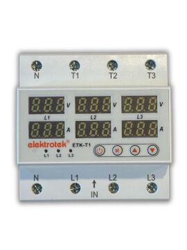 ELEKTROTEK Trifaze Gerilim ve Akım Koruyucu Dijital Röle-Otomat 220 Volt 63A