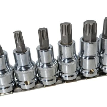 6195 1/2'' Torx Bits Uçlu Lokma Anahtar Takımı 9 Parça (Raylı)