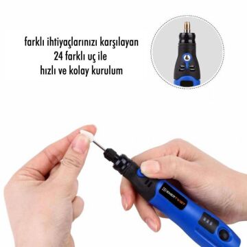 BN5 PT3602 Mini Hobi Gravür Şarjlı Taşlama Entegre Akülü