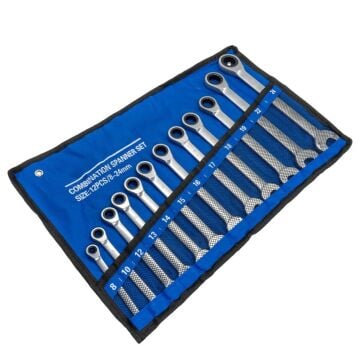 6193 Cırcır Kombine Anahtar Takımı 8-24mm 12 Parça (Bez Çantalı)