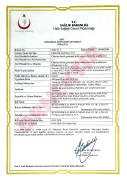 C&B Oxi Granül Dezenfektan Biyosidal Ruhsatlı 5 Gr toz ambalaj (5 Litre sıvı)