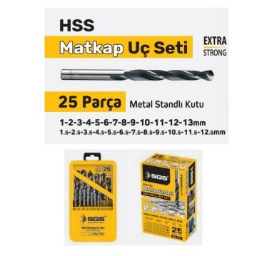 SGS 25 Parça HSS Matkap Ucu Seti
