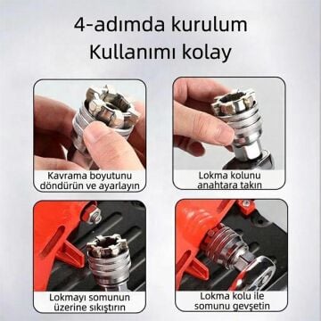 6620 3/8'' Ayarlı Lokma Anahtarı 10-19 mm (Bits Lokma Adaptörlü)