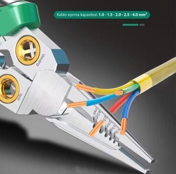 6504 Çok Amaçlı 8 Fonksiyonlu Elektrikçi Kablo Soyma Kesme Pensesi