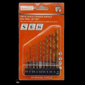 1/4'' Bits Saplı HSS Matkap Uçu Seti 10 Parça