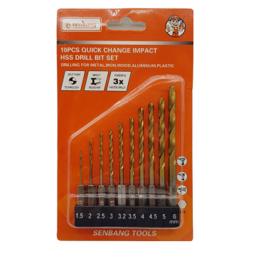 1/4'' Bits Saplı HSS Matkap Uçu Seti 10 Parça