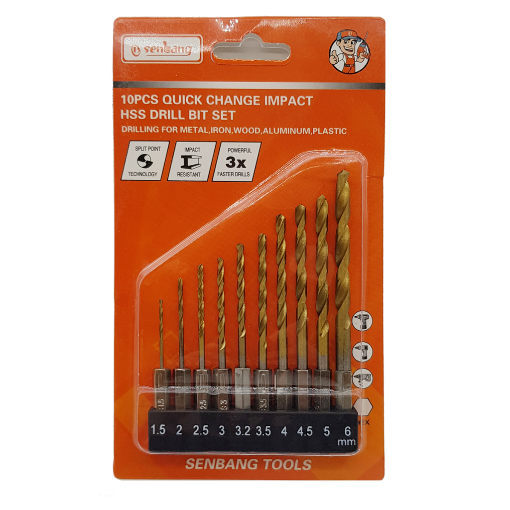 1/4'' Bits Saplı HSS Matkap Uçu Seti 10 Parça