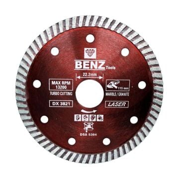 Benz Turbo 115 mm İnce Çapaksız Mermer Granit Kalebodur Fayans Kesici