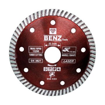 Benz Turbo 115 mm İnce Çapaksız Mermer Granit Kalebodur Fayans Kesici