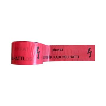 Elektrik Kablosu Hattı Emniyet Şeridi İkaz Bandı Kırmızı 15cm 250mt