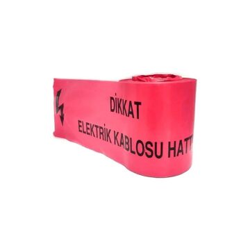 Elektrik Kablosu Hattı Emniyet Şeridi İkaz Bandı Kırmızı 15cm 250mt