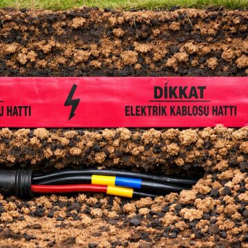Elektrik Kablosu Hattı Emniyet Şeridi İkaz Bandı Kırmızı 15cm 250mt
