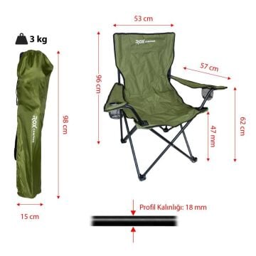 ROX CAMPING KATLANIR KAMP SANDALYESİ - YEŞİL