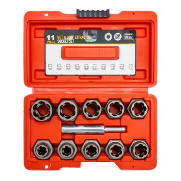 6124 Hasarlı Civata ve Somun Sökme 1/2'' Lokma Takımı 11 Parça