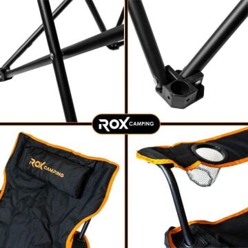 ROX CAMPING KATLANIR KAMP SANDALYESİ - SİYAH