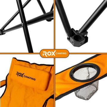 ROX CAMPING KATLANIR KAMP SANDALYESİ - TURUNCU