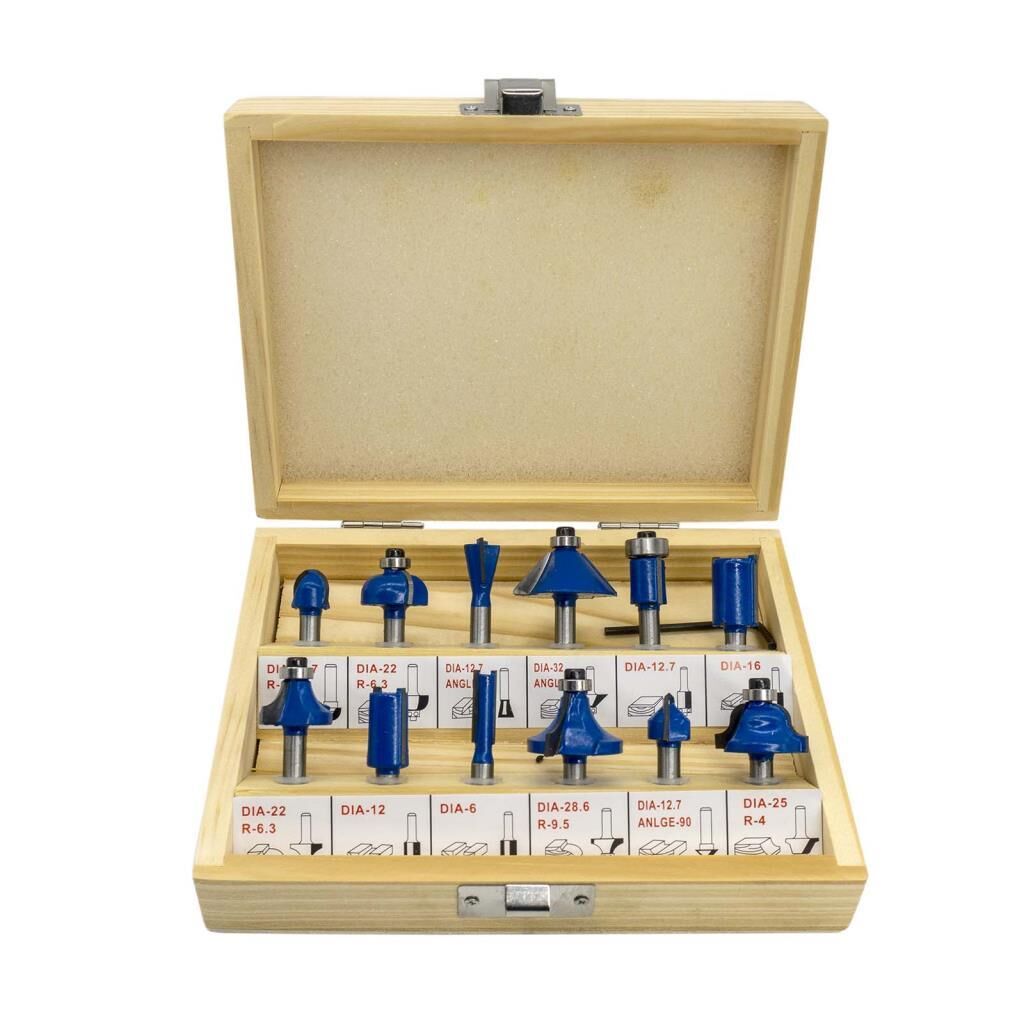 12 Parça Ahşap Freze Uç Seti 8 mm Sap