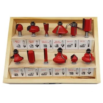 12 Parça Ahşap Freze Uç Seti 8 mm Sap