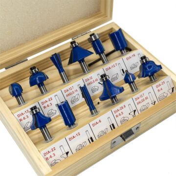 12 Parça Ahşap Freze Uç Seti 8 mm Sap