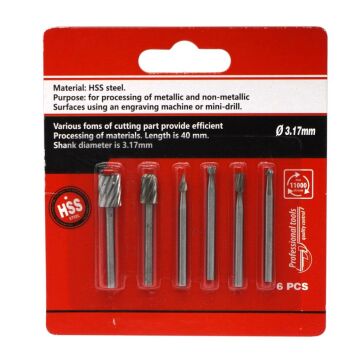 5012 Gravür Oyma Freze Ucu Seti HSS 6 Parça (Dremel Uyumlu)