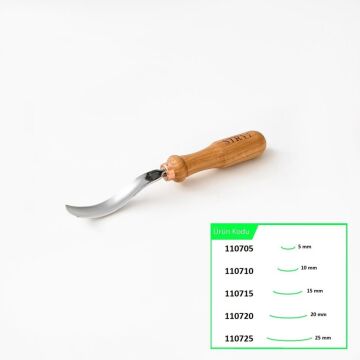STRYI 110715 Bükülmüş Sığ Oluklu Ahşap Oyma Iskarpelası 15 mm