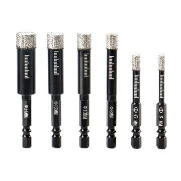 6508 Bits Saplı Cam Seramik Granit Fayans Delme Panç Seti 6 Parça