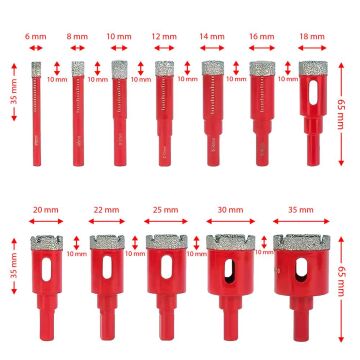 6507 Cam Seramik Granit Fayans Delme Panç Seti 12 Parça
