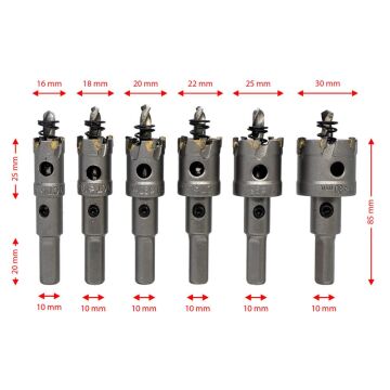 6505 TCT Paslanmaz Metal Delme Elmaslı Panç Seti 6 Parça