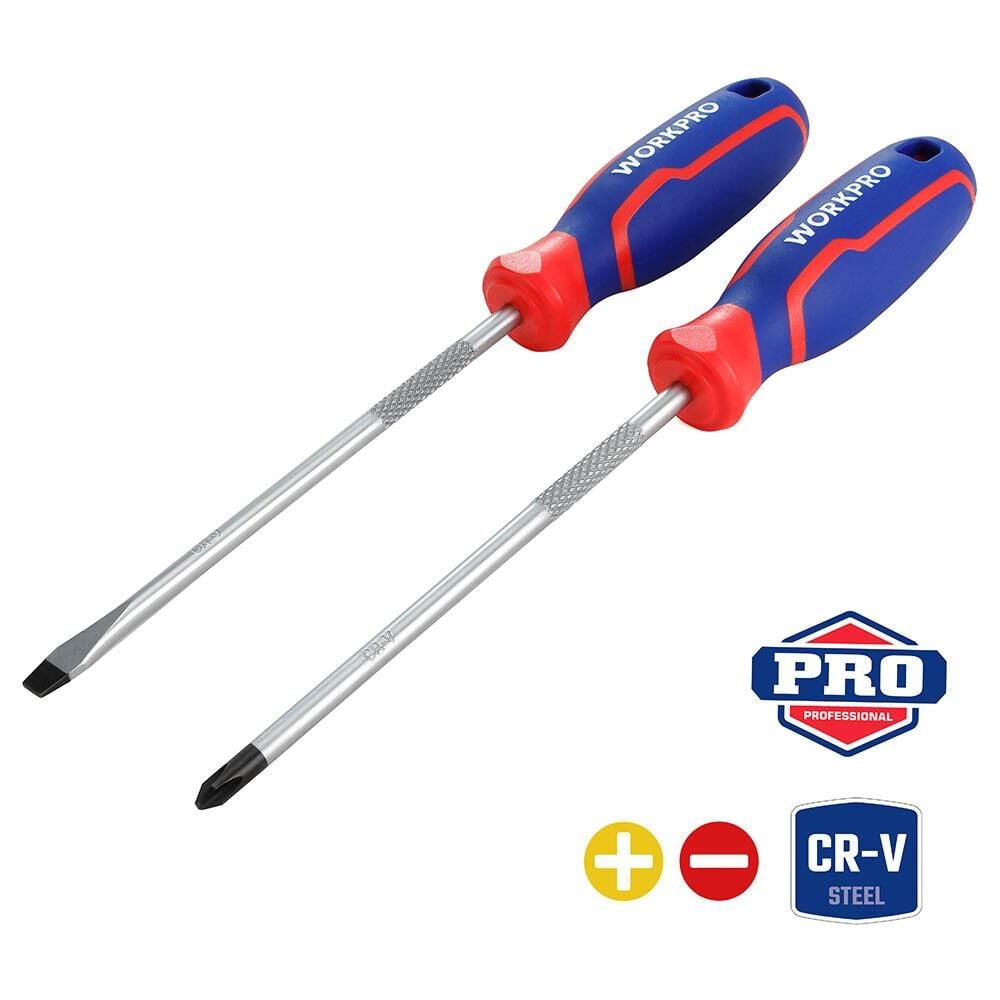 WORKPRO WP200503 2 Parça Profesyonel CR-V Manyetik Tornavida Seti