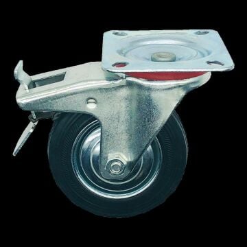 Yük Taşıma Lastik Teker Dönerli Frenli 125 x 37,5 mm Servis Tekeri