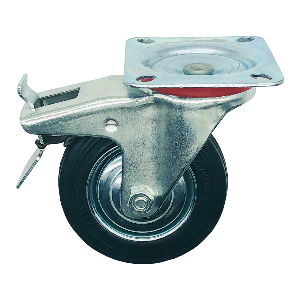 Yük Taşıma Lastik Teker Dönerli Frenli 125 x 37,5 mm Servis Tekeri