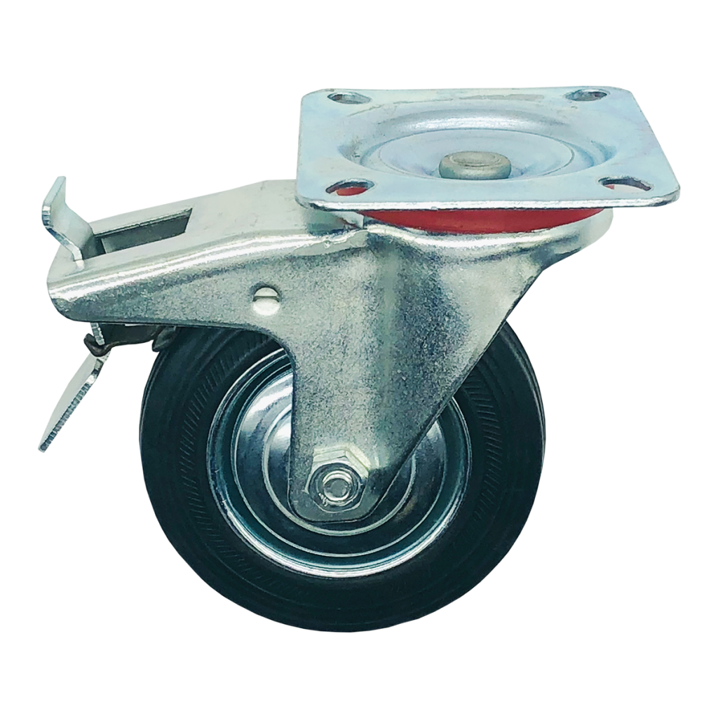 Yük Taşıma Lastik Teker Dönerli Frenli 100 x 30 mm Servis Tekeri